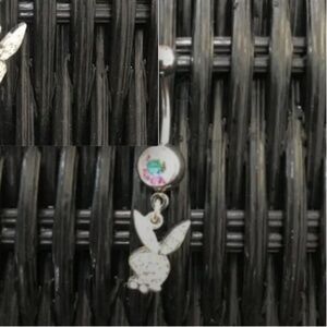 playboy dangly crystal belly button navel ring